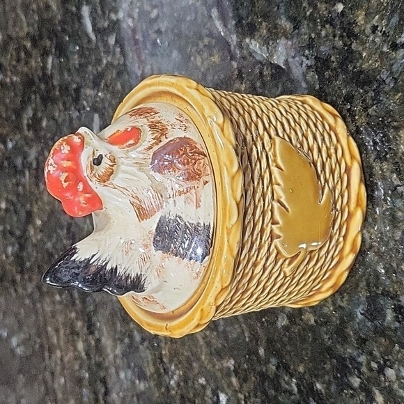  VINTAGE 50s JAPAN Chicken Hen on Nest Basket Porcelain Bowl Ceramic Jar  - Picture 1 of 6